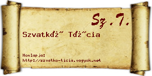 Szvatkó Tícia névjegykártya